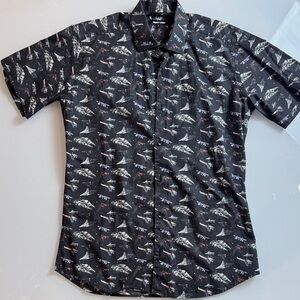 Jared Lang Star Wars Print Short Sleeve Button-Up Shirt – Black, Size S